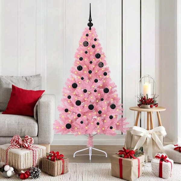 Umělý osvětlený vánoční stromeček Růžová 150 cm PVC 3397064