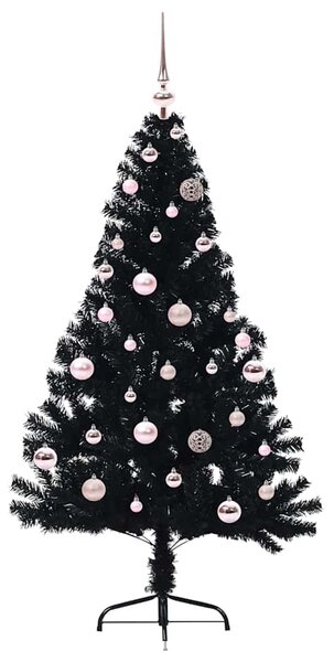 Umělý osvětlený vánoční stromeček Černá 150 cm PVC 3397130