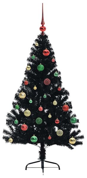 Umělý osvětlený vánoční stromeček Černá 150 cm PVC 3397136