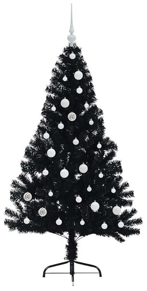 Umělý osvětlený vánoční stromeček Černá 150 cm PVC 3397131