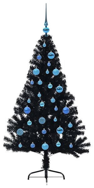 Umělý osvětlený vánoční stromeček Černá 150 cm PVC 3397135