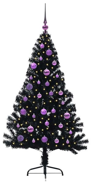 Umělý osvětlený vánoční stromeček Černá 150 cm PVC 3397134