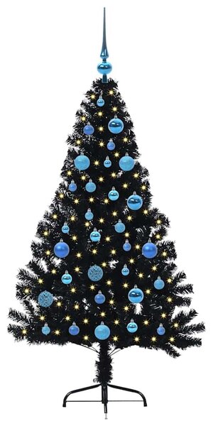 Umělý osvětlený vánoční stromeček Černá 150 cm PVC 3397135