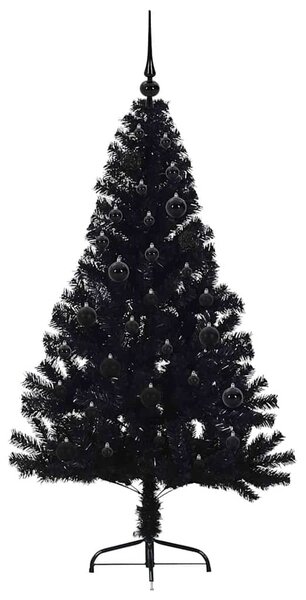 Umělý osvětlený vánoční stromeček Černá 150 cm PVC 3397129