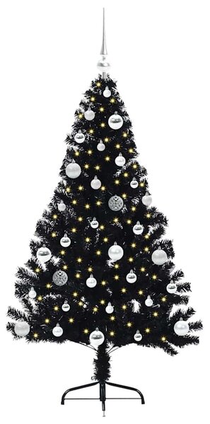 Umělý osvětlený vánoční stromeček Černá 150 cm PVC 3397133