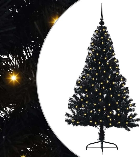 Umělý osvětlený vánoční stromeček Černá 150 cm PVC 3397129