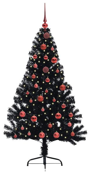 Umělý osvětlený vánoční stromeček Černá 150 cm PVC 3397128