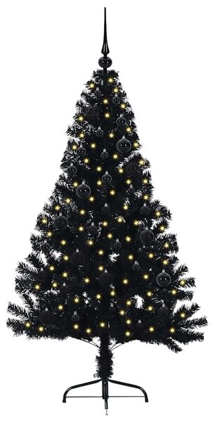 Umělý osvětlený vánoční stromeček Černá 150 cm PVC 3397129