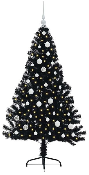 Umělý osvětlený vánoční stromeček Černá 150 cm PVC 3397131