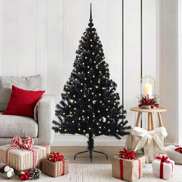 Umělý osvětlený vánoční stromeček Černá 150 cm PVC 3397129