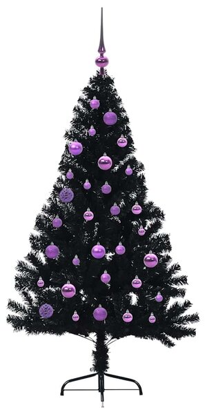 Umělý osvětlený vánoční stromeček Černá 150 cm PVC 3397134