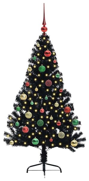Umělý osvětlený vánoční stromeček Černá 150 cm PVC 3397136