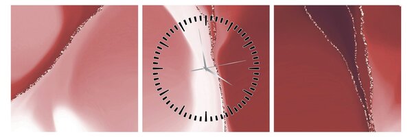 Obraz - Červená abstraktní květina N⁰3 (s hodinami) (90x30 cm)
