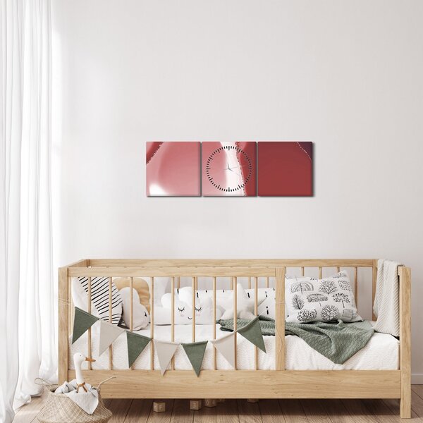 Obraz - Červená abstraktní květina N⁰3 (s hodinami) (90x30 cm)