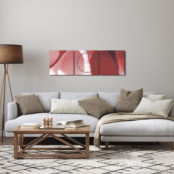 Obraz - Červená abstraktní květina N⁰3 (s hodinami) (90x30 cm)