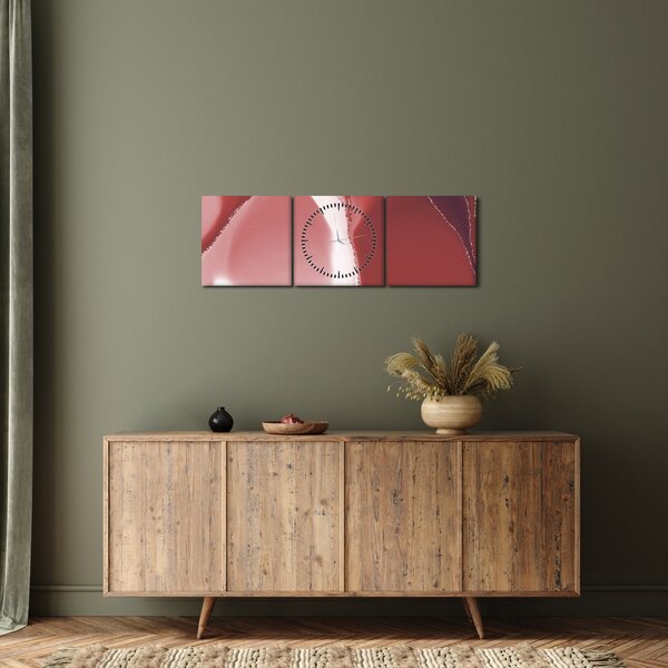 Obraz - Červená abstraktní květina N⁰3 (s hodinami) (90x30 cm)