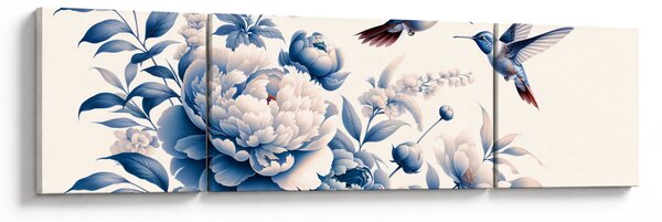 Obraz - Kolibříci nad květinou (170x50 cm)