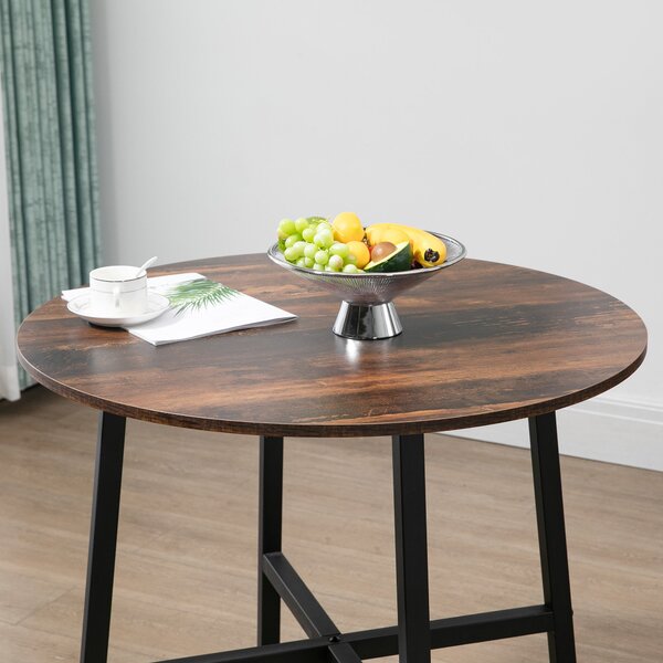 Jídelní stůl HOMCOM pro 4 osoby, moderní design do jídelny a kuchyně, ocel, hnědý, 80 x 80 x 76 cm | Aosom