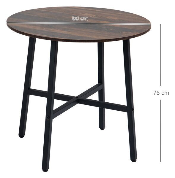 Jídelní stůl HOMCOM pro 4 osoby, moderní design do jídelny a kuchyně, ocel, hnědý, 80 x 80 x 76 cm | Aosom