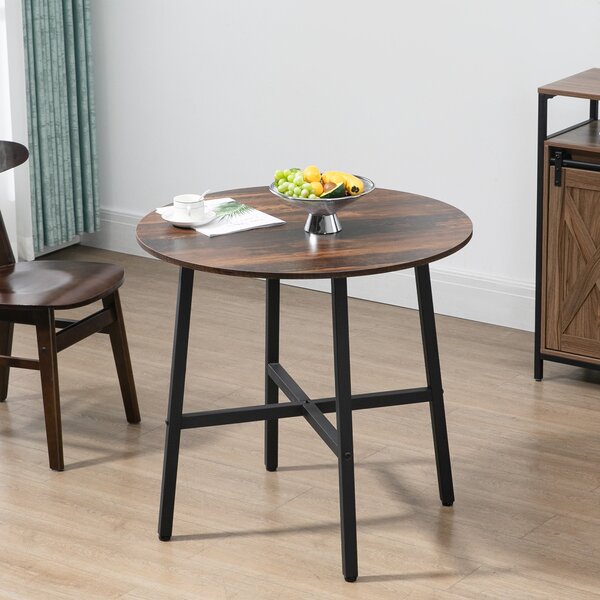 Jídelní stůl HOMCOM pro 4 osoby, moderní design do jídelny a kuchyně, ocel, hnědý, 80 x 80 x 76 cm | Aosom