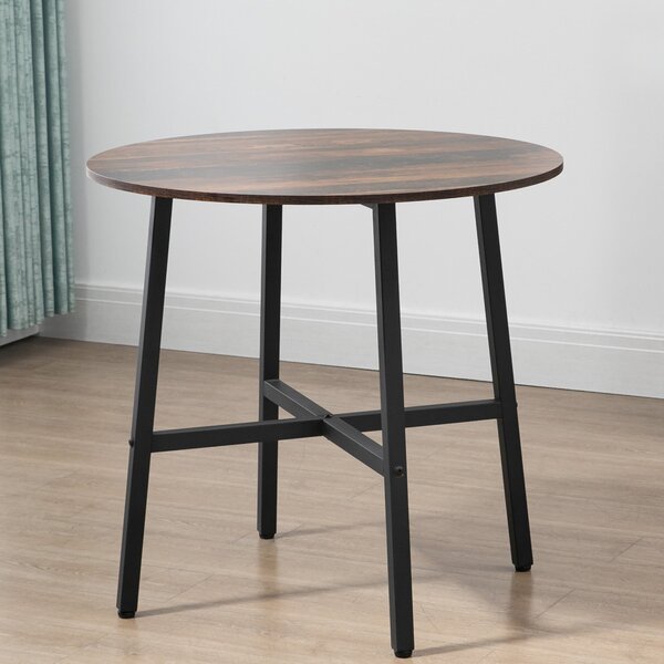 Jídelní stůl HOMCOM pro 4 osoby, moderní design do jídelny a kuchyně, ocel, hnědý, 80 x 80 x 76 cm | Aosom