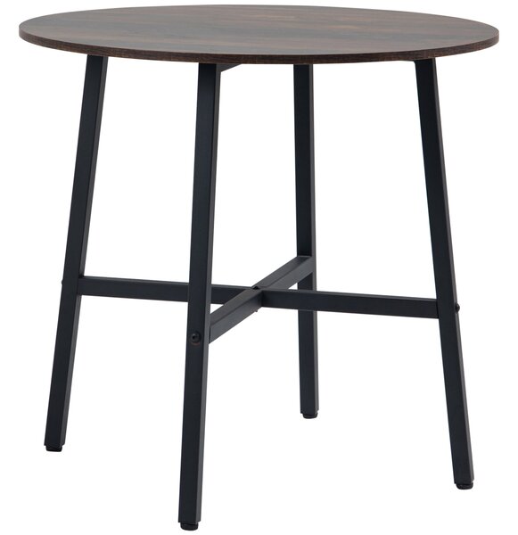 Jídelní stůl HOMCOM pro 4 osoby, moderní design do jídelny a kuchyně, ocel, hnědý, 80 x 80 x 76 cm | Aosom