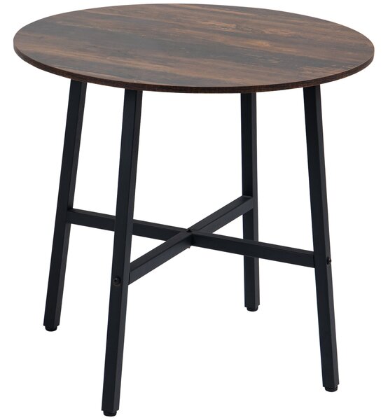 Jídelní stůl HOMCOM pro 4 osoby, moderní design do jídelny a kuchyně, ocel, hnědý, 80 x 80 x 76 cm | Aosom