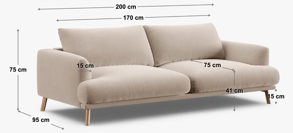 Micadoni Tmavě modrá sametová trojmístná pohovka Naomi 200 cm