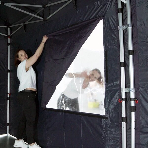 2x Nůžkový párty stan 4,5x3m - Balíček 2 (Zvýhodněná nabídka 2x stanů 4,5x3m včetně sady pro jednoduché propojení do jednoho celku a kotvících sad)