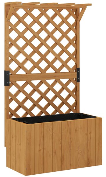 Vyvýšený záhon s treláží Outsunny, dřevěný květináč s treláží, 64 x 33 x 122 cm pro zahradu, balkon a terasu, květináč pro popínavé rostliny a košíkov