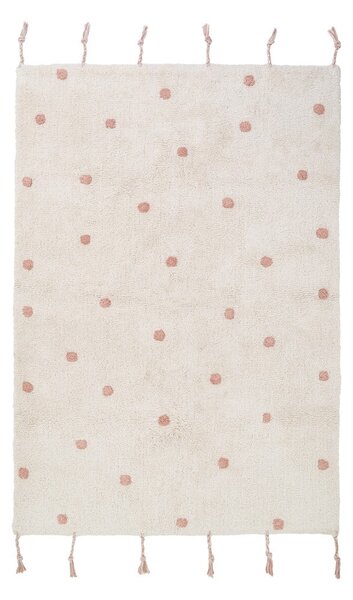 Béžovo-růžový ručně vyrobený koberec z bavlny Nattiot Numi, 100 x 150 cm