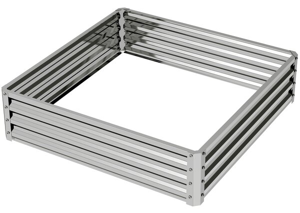 Zvýšený zahradní záhon Outsunny, květinový box, zeleninový záhon, herbář pro zahradu, terasu, balkon, ocel, stříbrný, 120 x 120 x 30 cm | Aosom