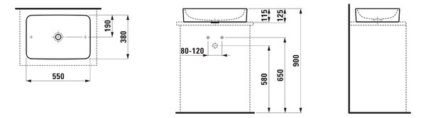 Laufen Pro S umyvadlo 55x38 cm obdélníkový na pult bílá H8129650001121