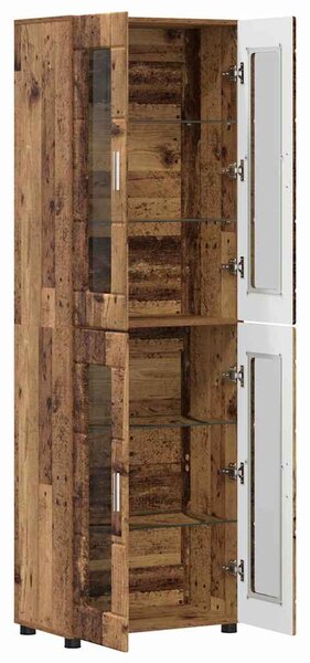 Vysoký bufet FLORIN 60 x 35 x 182 cm Staré dřevo 3397912