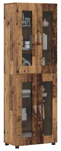Vysoký bufet FLORIN 60 x 35 x 182 cm Staré dřevo 3397912