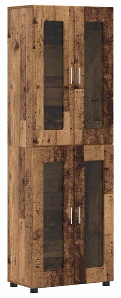 Vysoký bufet FLORIN 60 x 35 x 182 cm Staré dřevo 3397912