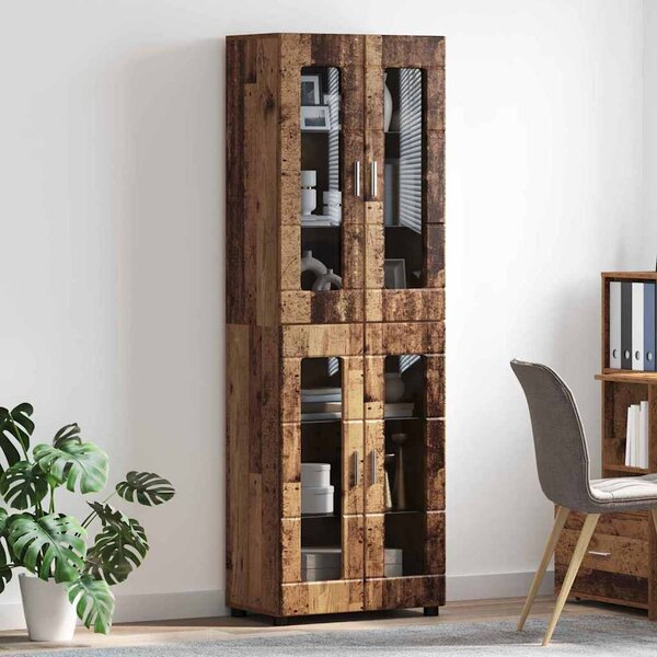Vysoký bufet FLORIN 60 x 35 x 182 cm Staré dřevo 3397912