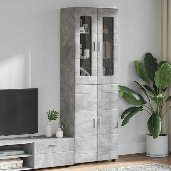 Vysoký bufet FLORIN 60 x 35 x 182 cm Betonově šedá 3397917
