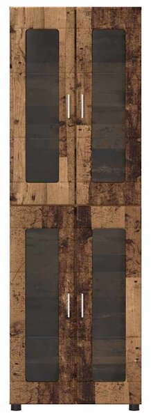 Vysoký bufet FLORIN 60 x 35 x 182 cm Staré dřevo 3397912