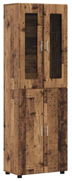 Vysoký bufet FLORIN 60 x 35 x 182 cm Staré dřevo 3397922