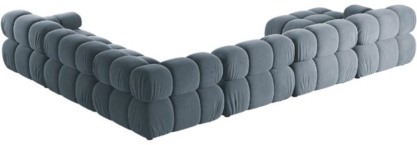 Micadoni Světle modrá sametová rohová pohovka Bellis 376 cm, pravá