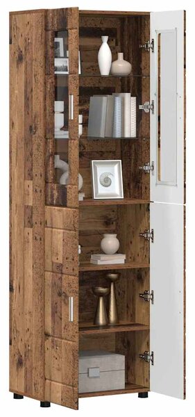 Vysoký bufet FLORIN 60 x 35 x 182 cm Staré dřevo 3397922