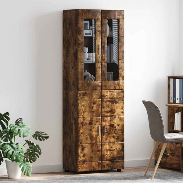 Vysoký bufet FLORIN 60 x 35 x 182 cm Kouřový dub 3397919