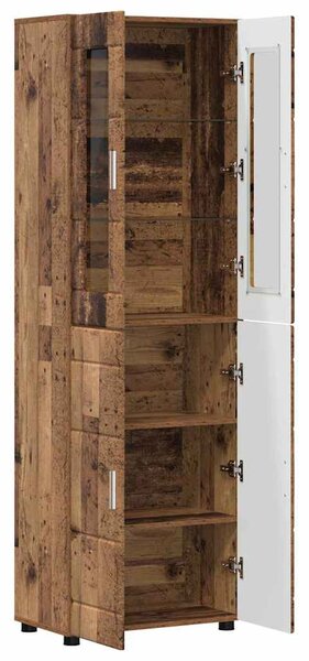 Vysoký bufet FLORIN 60 x 35 x 182 cm Staré dřevo 3397922