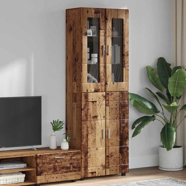 Vysoký bufet FLORIN 60 x 35 x 182 cm Staré dřevo 3397922