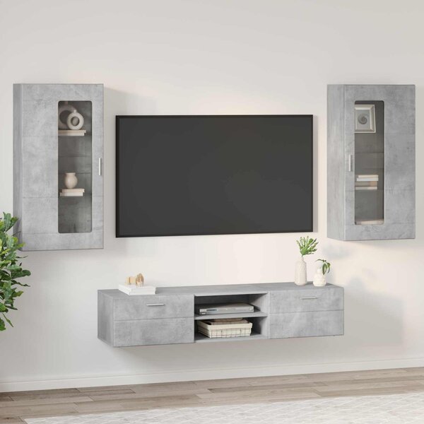 Sestava TV skříněk FLORIN 3 ks Betonově šedá Kompozitní dřevo 3397927