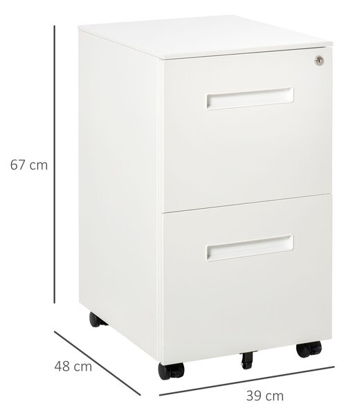 Vinsetto Kancelářský Zásuvkový Box s 2 Zámky, Mobilní Kancelářský Kontejner Pod Stůl, Úložný Box na Dokumenty ve Formátu A4, Ocelový 39 x 48 x 67 cm |