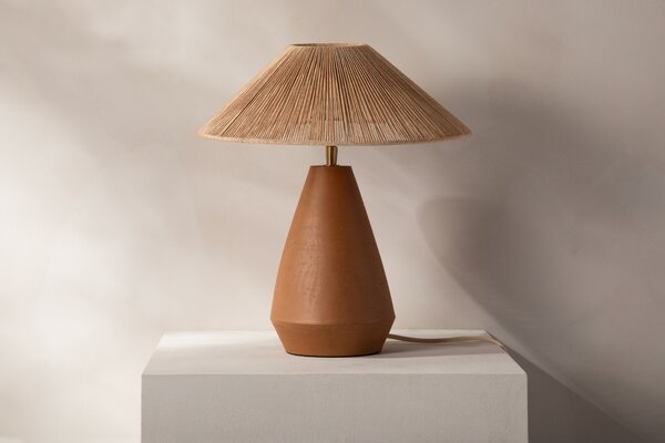 Micadoni Terakotově oranžová stolní lampa Ina 38 cm