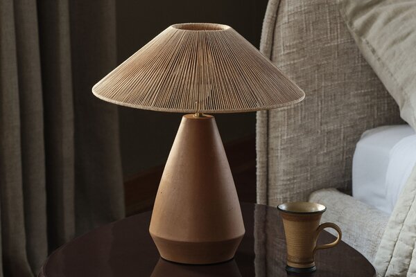 Micadoni Terakotově oranžová stolní lampa Ina 38 cm
