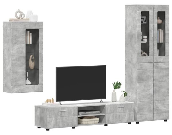 Sestava TV skříněk FLORIN 3 ks Betonově šedá Kompozitní dřevo 3397967
